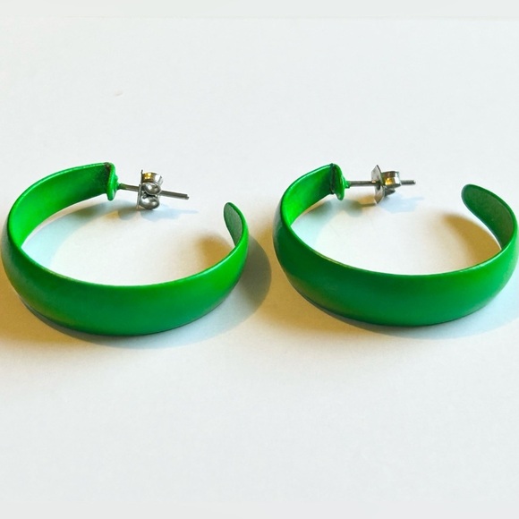 Jewelry - Vintage Green Hoop Earrings Retro Y2K Neon Half Hoop Statement Jewelry 90’s